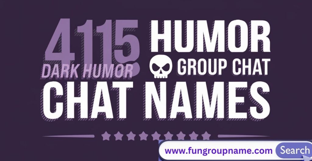 Dark humor wordplay illustration showing twisted puns and gothic text for edgy group chat names