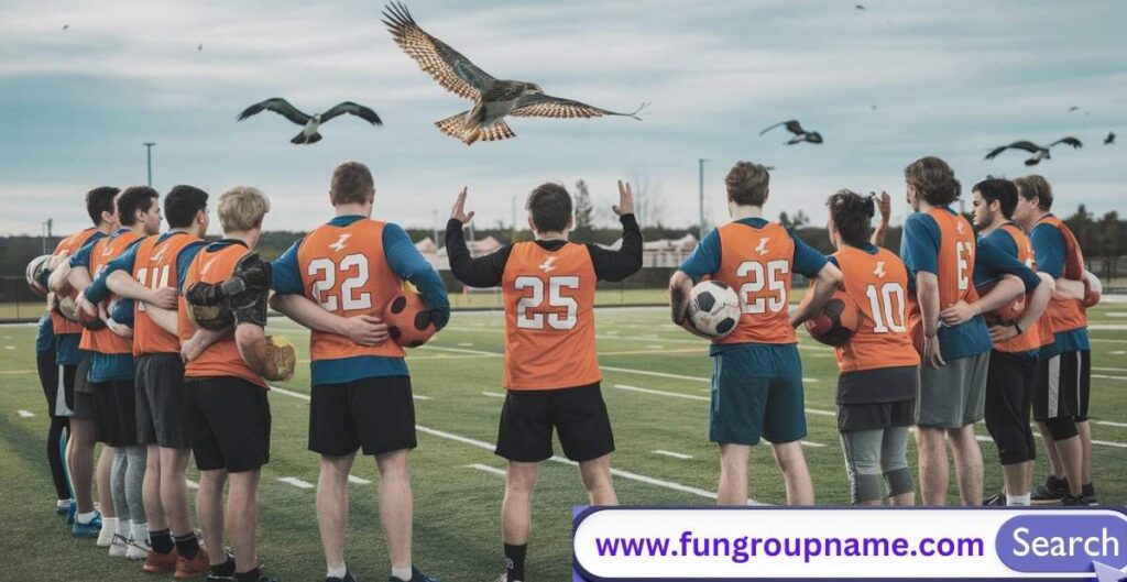 Colorful rainbow dodgeball team names displayed on jerseys with players in action