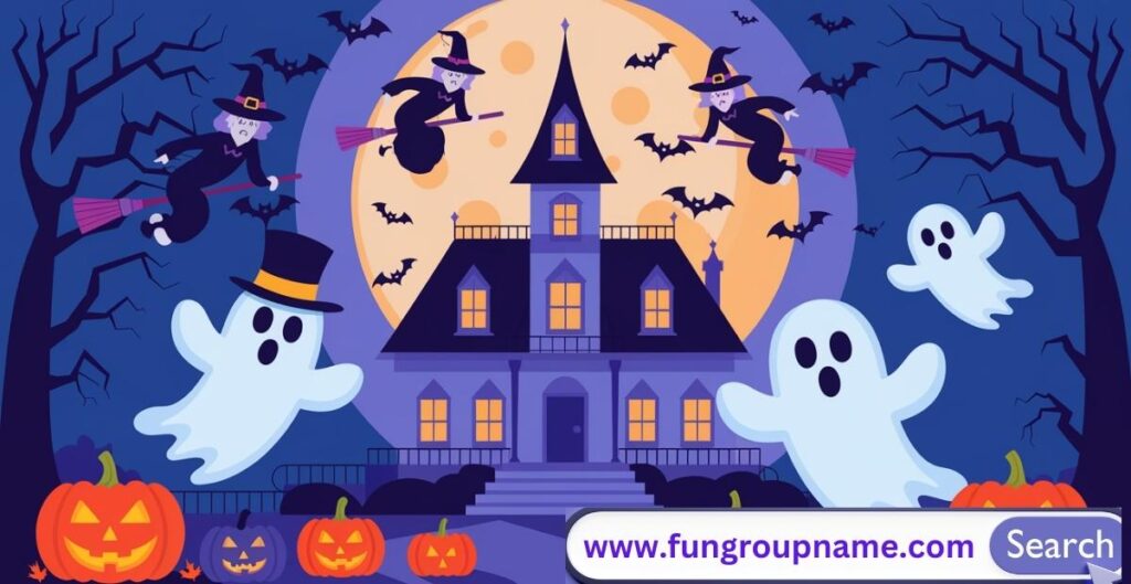 A chilling illustration of classic horror themes featuring haunted houses, vintage monsters, creepy forests, and eerie full moons in retro horror movie style.