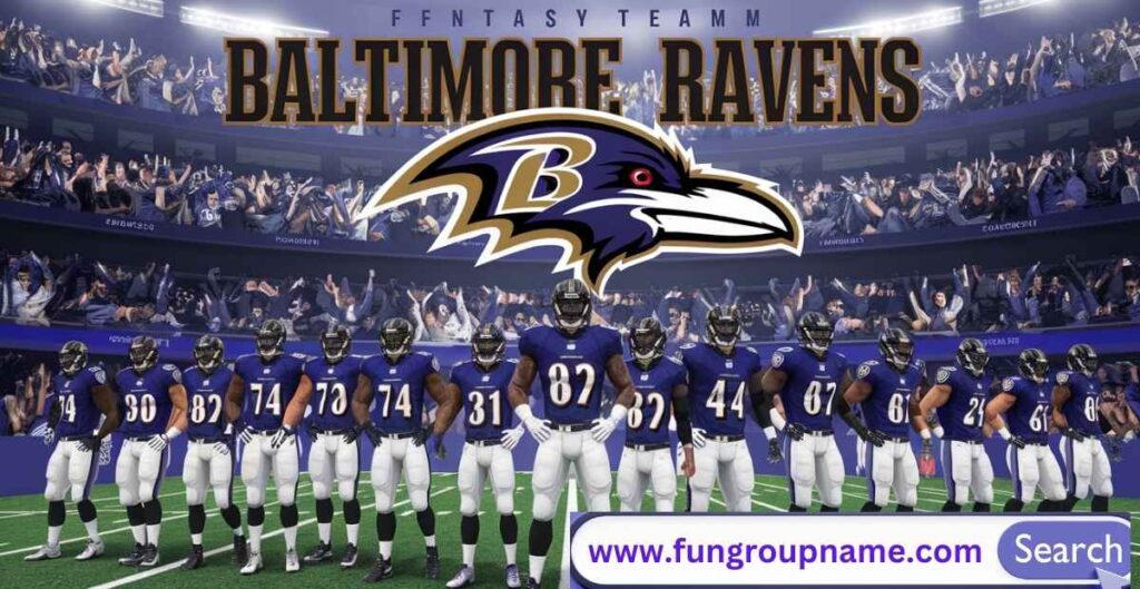Lamar Jackson, Ray Lewis, and other iconic Ravens players representing fantasy football team name inspiration