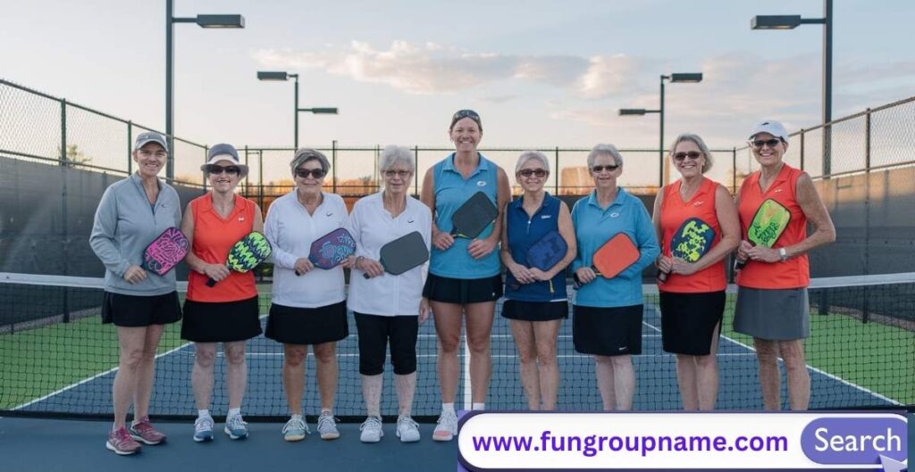 Creative pun-based pickleball team names with playful designs and paddle illustrations