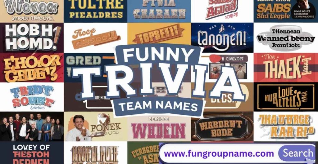 Illustration of nerdy trivia players with science gadgets, tech icons, and humorous expressions—perfect for a blog about funny science and tech trivia team names.