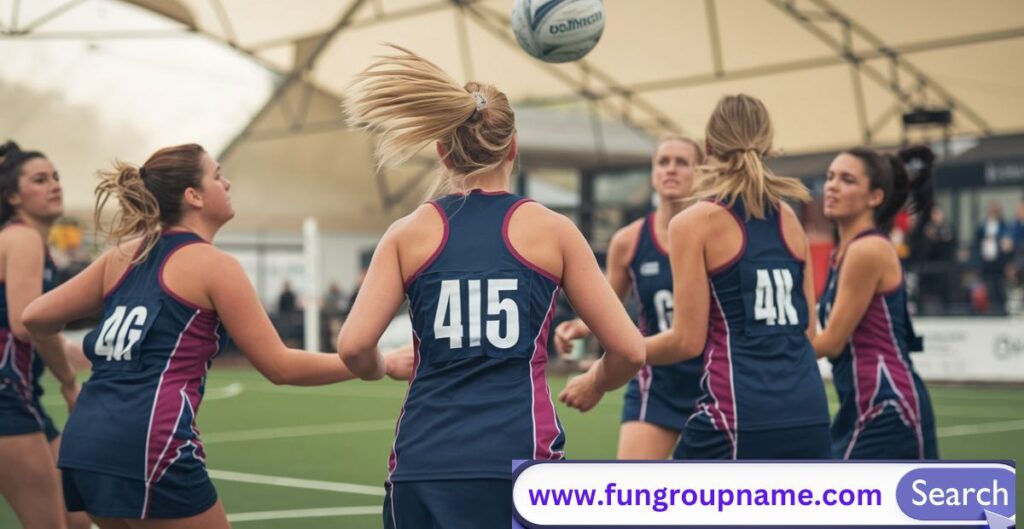 “Female netball players in action on court with creative team uniforms – inspiration for best netball team names”