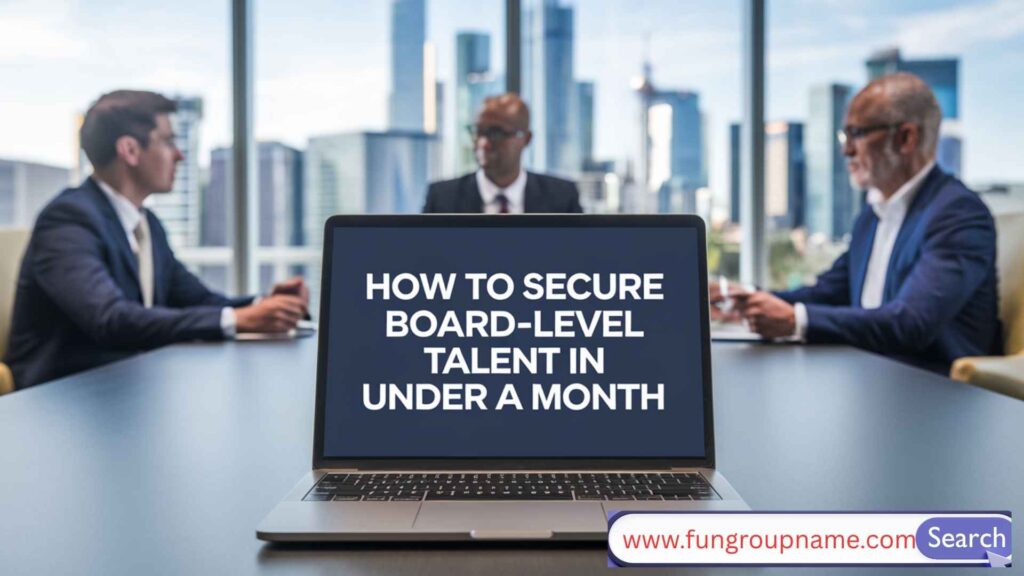 Confident executives in a modern boardroom discussing rapid board-level recruitment strategies for securing talent within 30 days