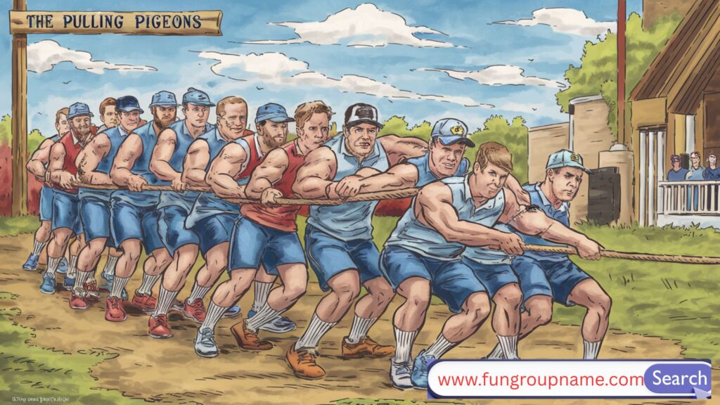 Confident tug of war team pulling rope with strength during outdoor competition – Classic and Strong Tug of War Team Names inspiration

