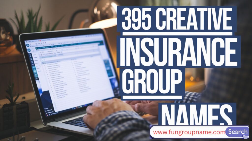 Modern insurance group branding concept with creative business name ideas, professional design elements, and trust-focused visuals.