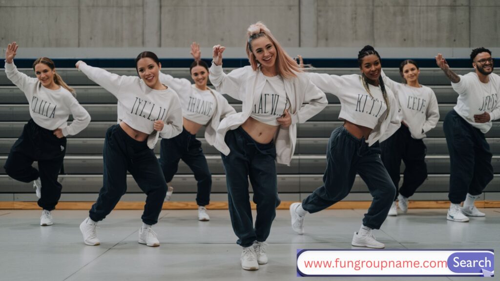 Energetic hip-hop and street dance crew performing with style, unity, and attitude – perfect inspiration for creative dance group names.