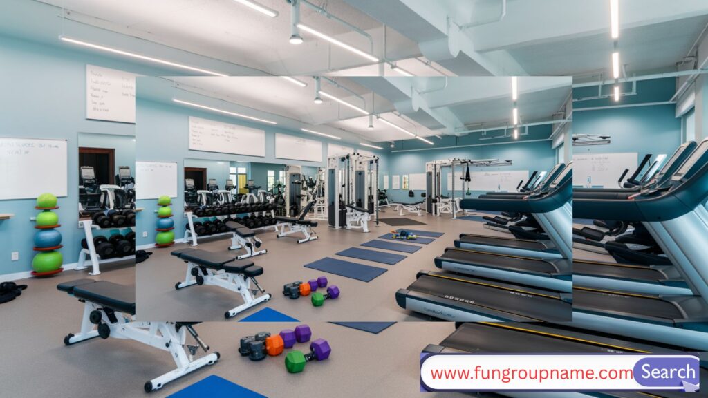 Inspirational gym branding wall with motivational quotes and workout equipment

