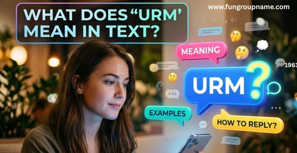 Phone screen showing a chat message that reads “urm...” to illustrate what URM means in text